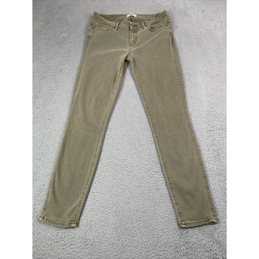 PAIGE Jeans Pants Womens Size 28 Waist Measurement Olive Green Skinny Stretch